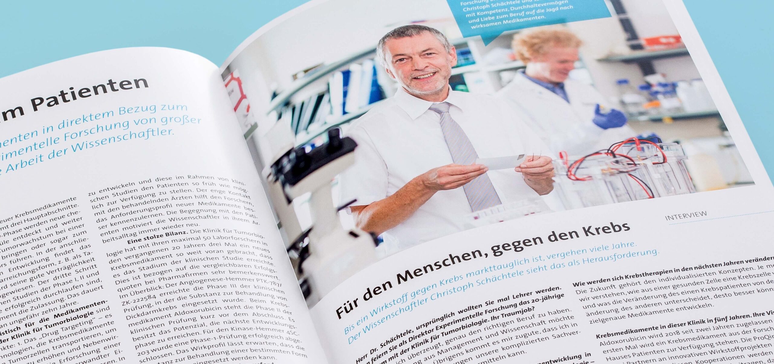 Klinik für Tumorbiologie-Design für Jubiläums-Journal - Doppelseite
