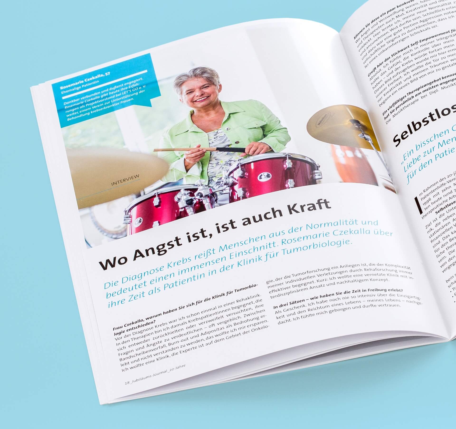 Klinik für Tumorbiologie - Design für Jubiläums-Journal - Seitenansicht