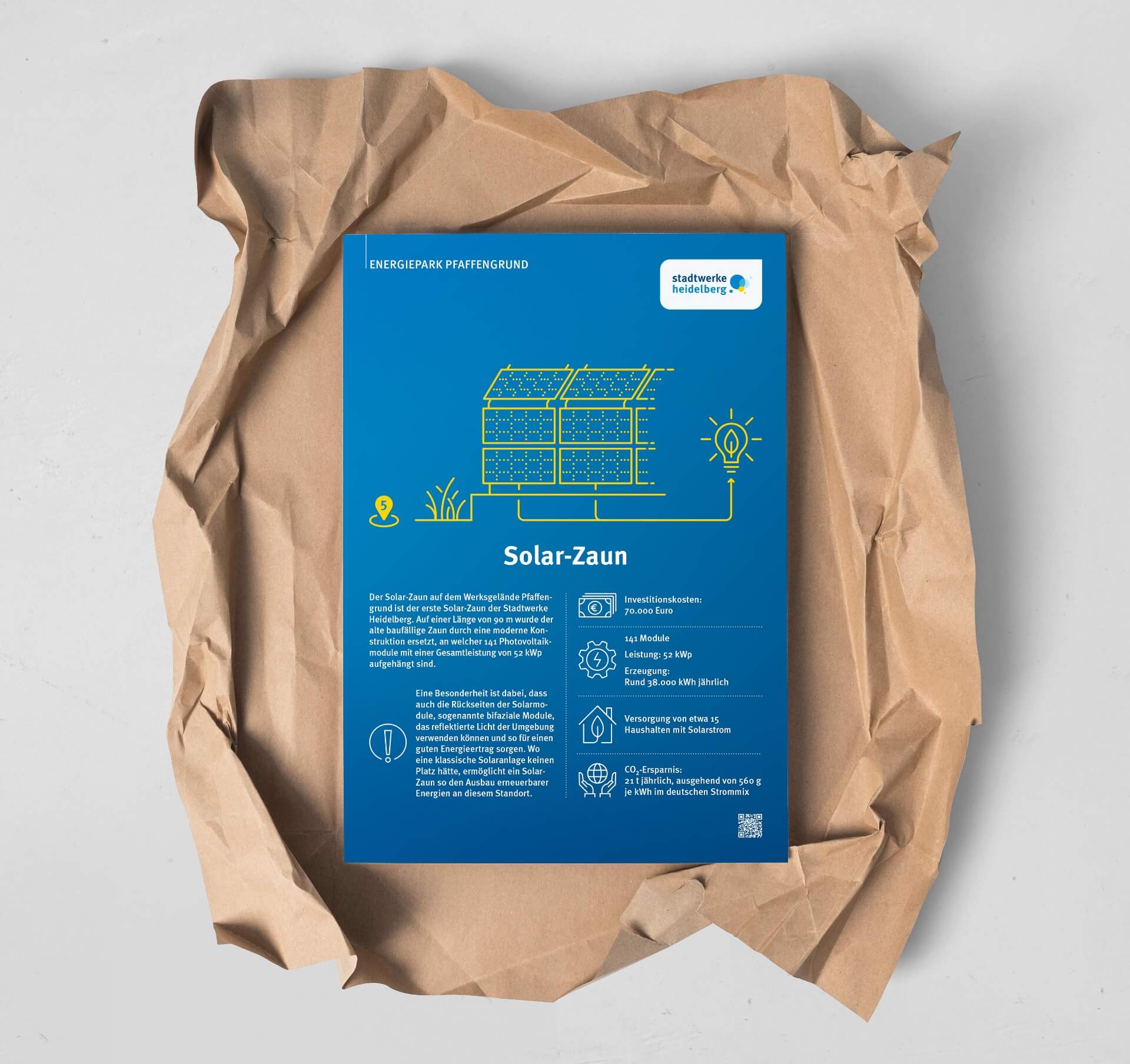 Stadtwerke Heidelberg-Design für die Beschilderung Energiepark-Solarzaun